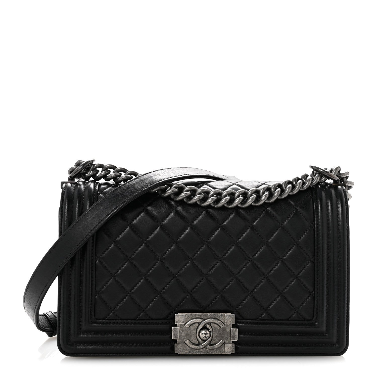 Chanel Lambskin Quilted Medium Boy Flap Black 1 of 12