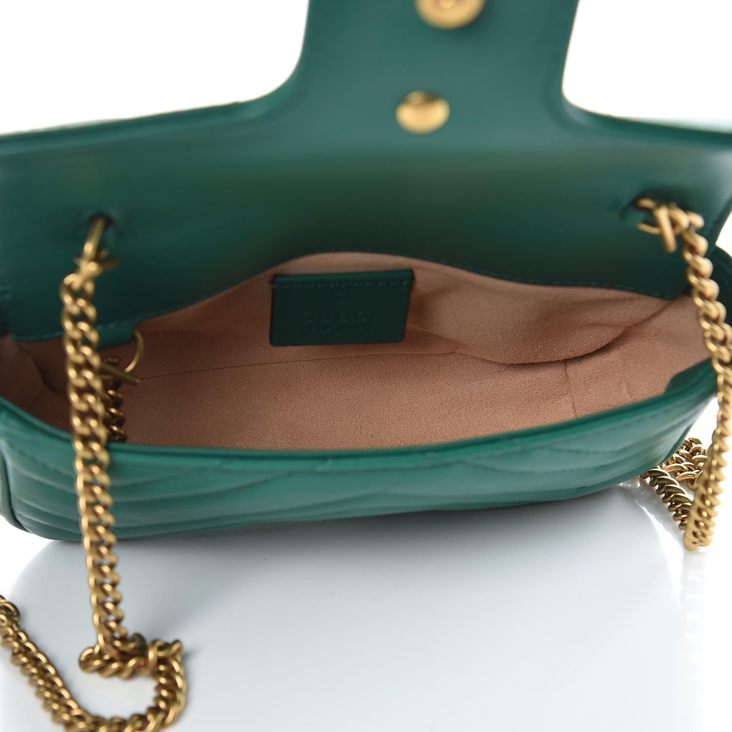 Gucci Calfskin Matelasse Super Mini GG Marmont Shoulder Bag Emerald Green 5 of 11