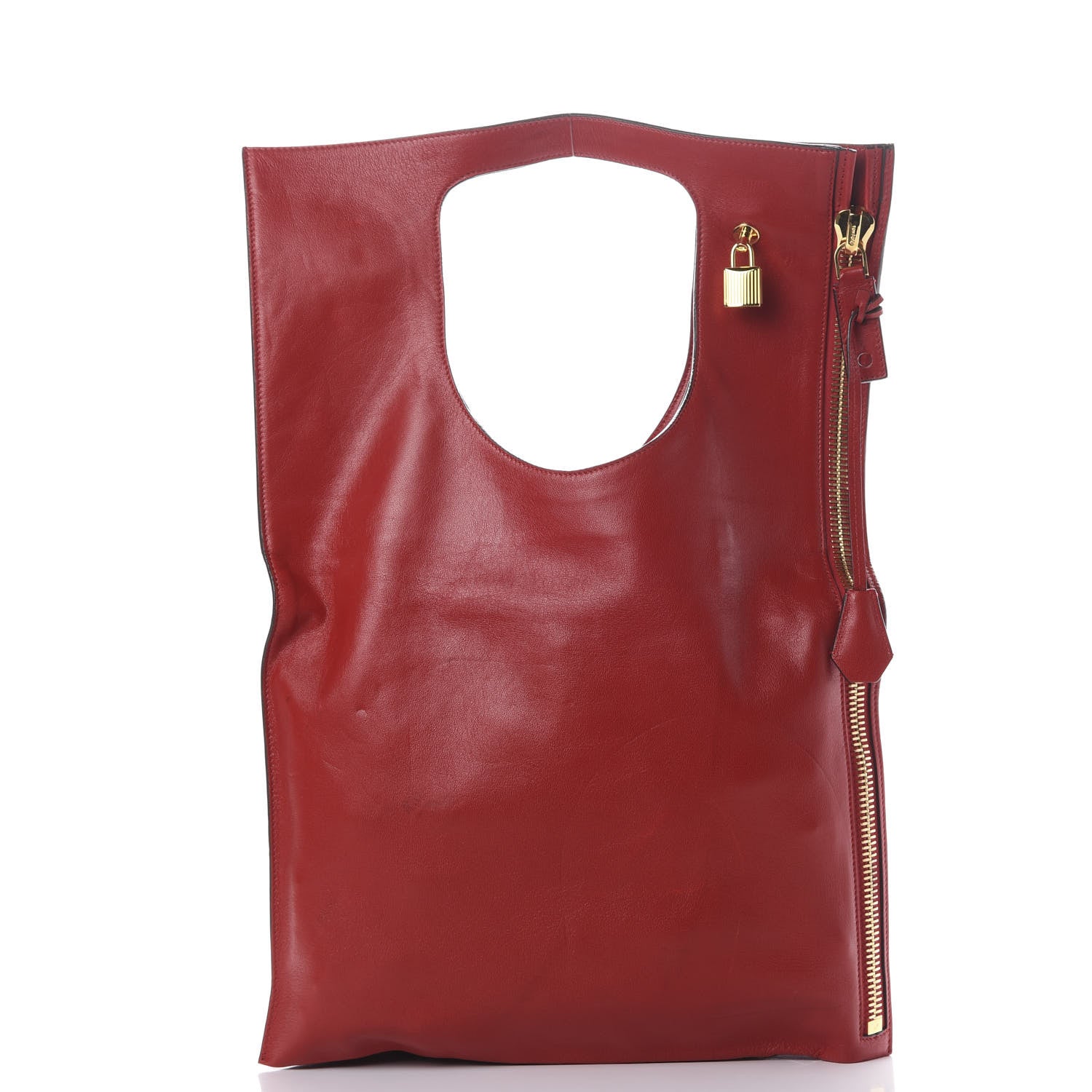 Tom Ford Ramskin Large Alix Padlock Zip Shoulder Bag Flame Red 3 of 17