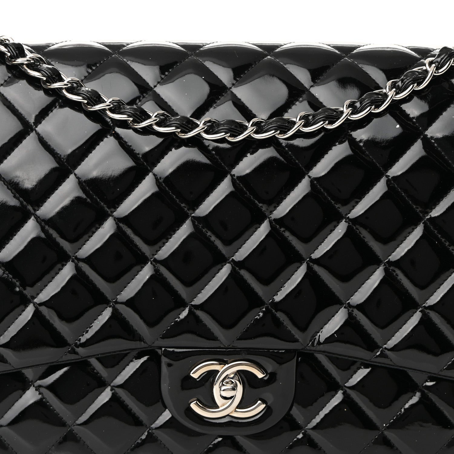 Chanel Patent Quilted Maxi Double Flap Black 8 of 12