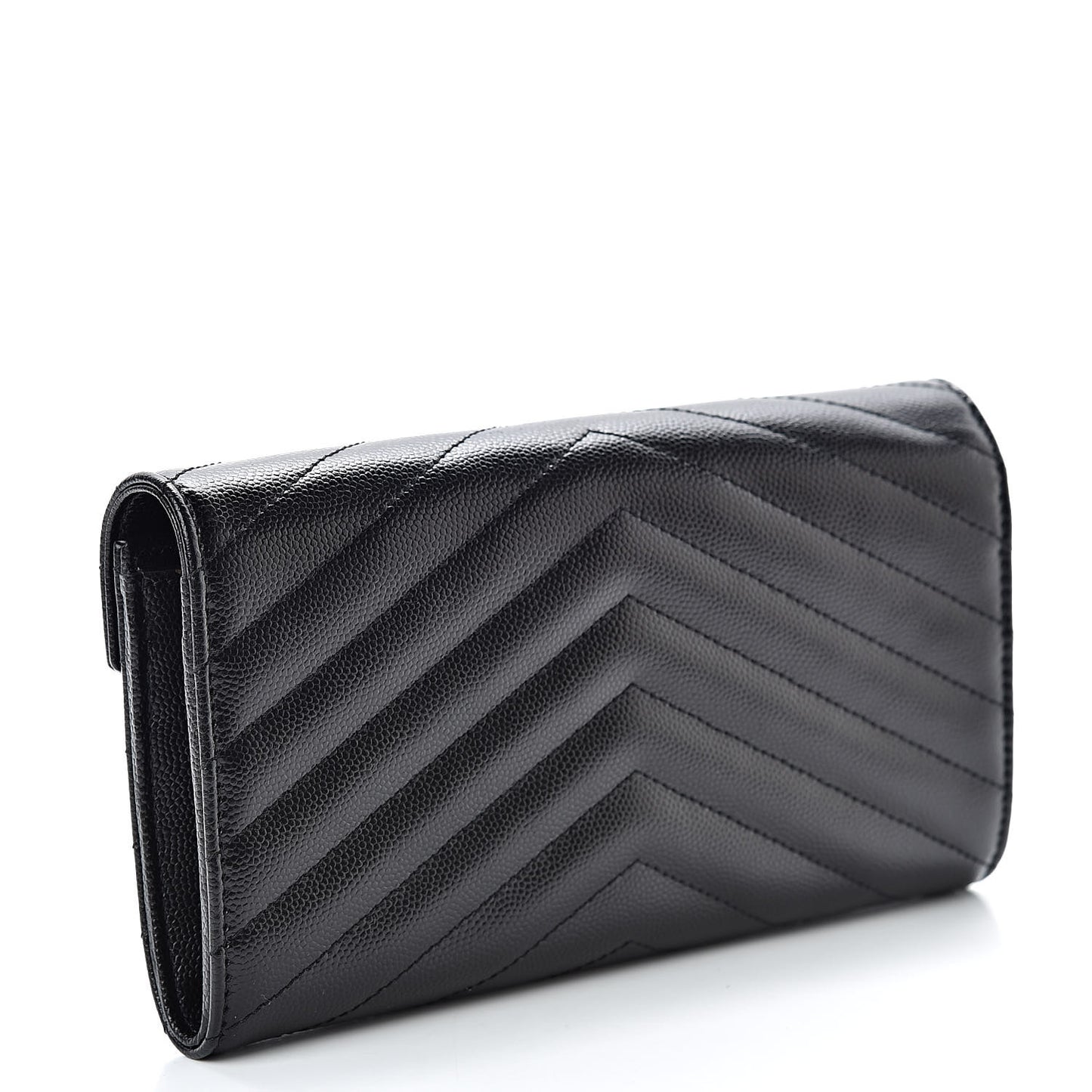 Grain De Poudre Matelasse Chevron Monogram Flap Wallet Black