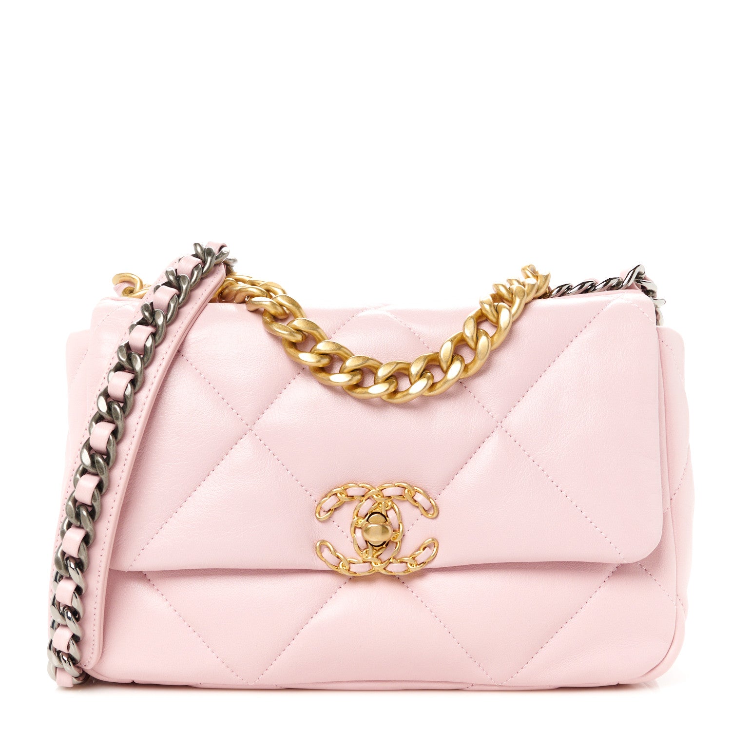 Chanel Goatskin Quilted Medium Chanel 19 Flap Light Pink 1 of 10