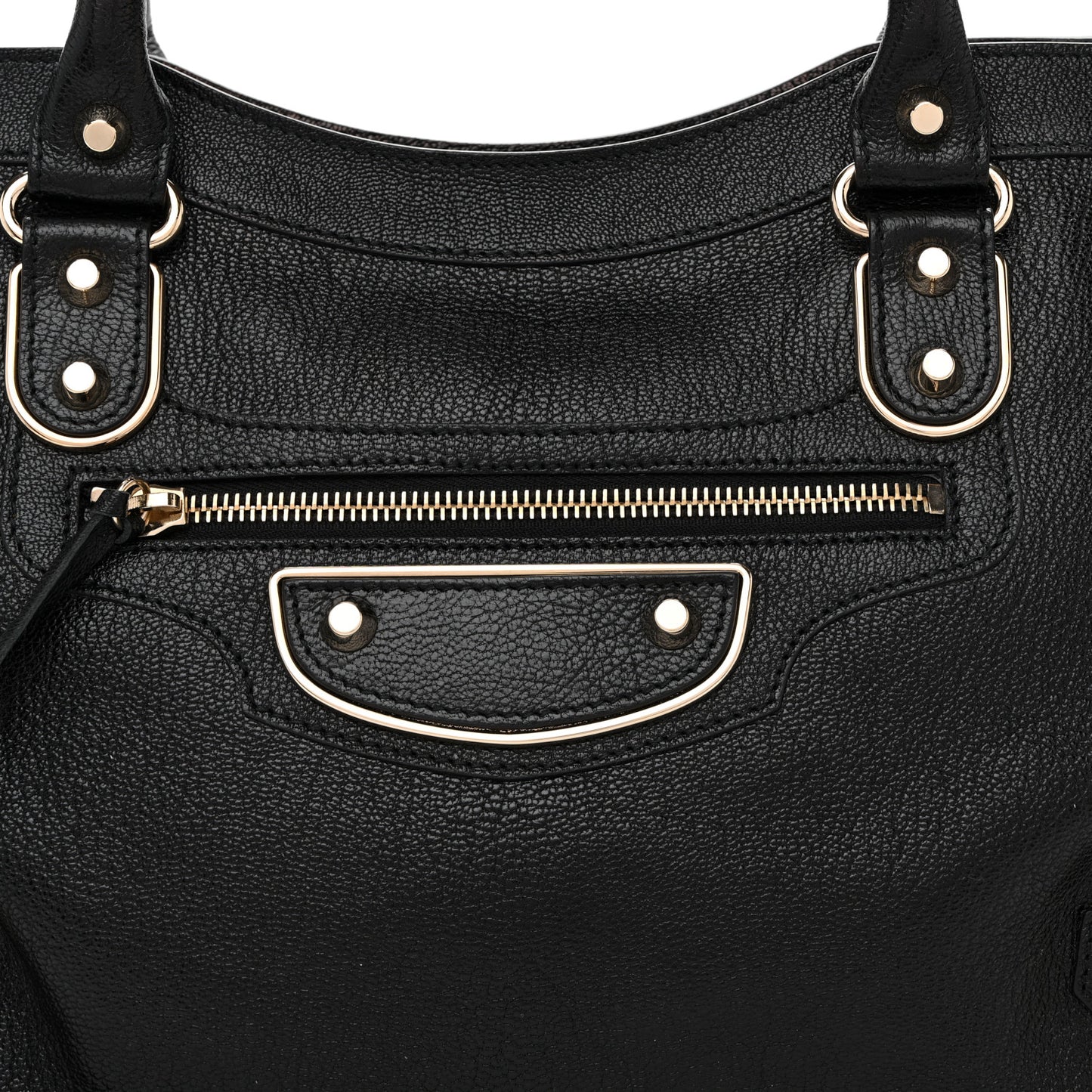 Chevre Gold Metallic Edge Hardware City Black Black