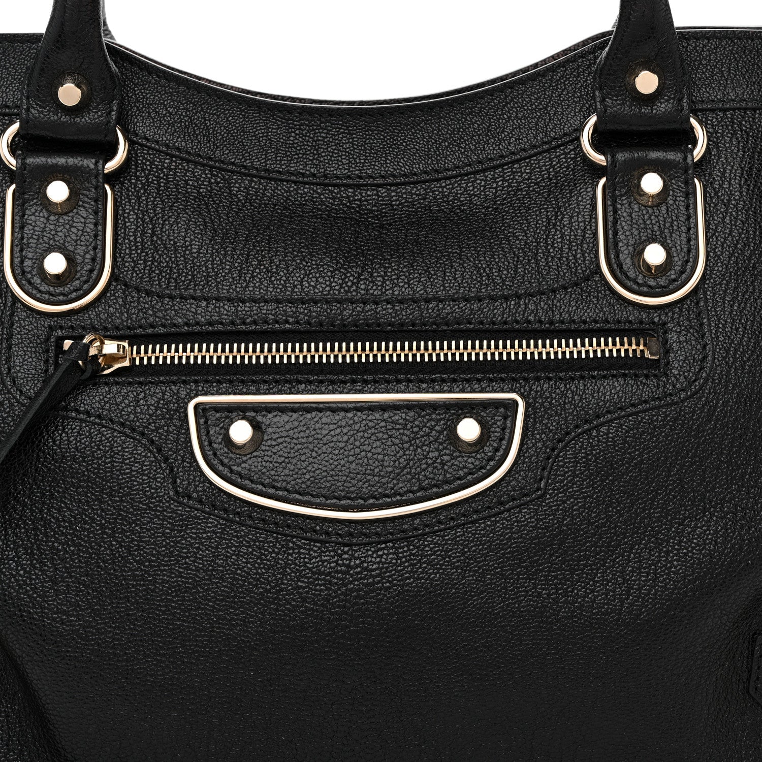 Balenciaga Chevre Gold Metallic Edge Hardware City Black Black 9 of 12