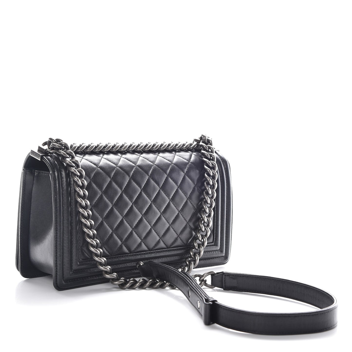 Lambskin Quilted Medium Boy Flap Black