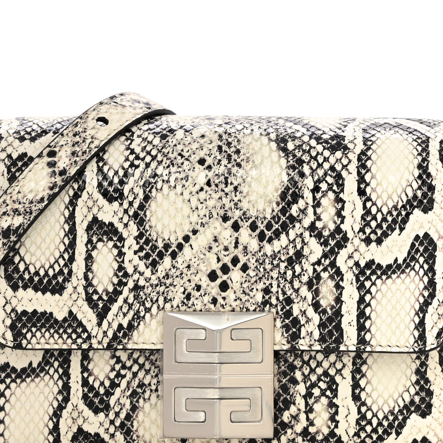 Calfskin Snake Embossed Small 4G Crossbody Black White