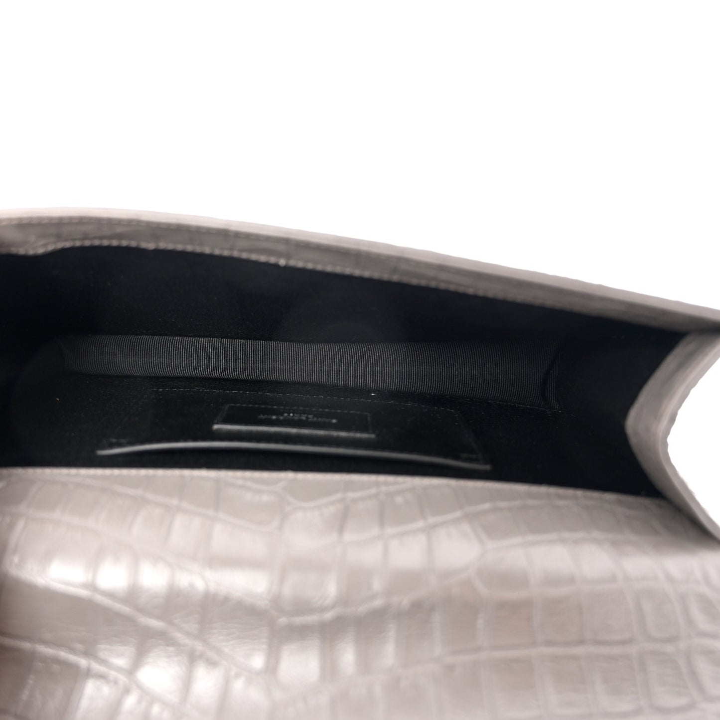 Croc Embossed Calfskin Classic Kate Monogram Clutch Fog