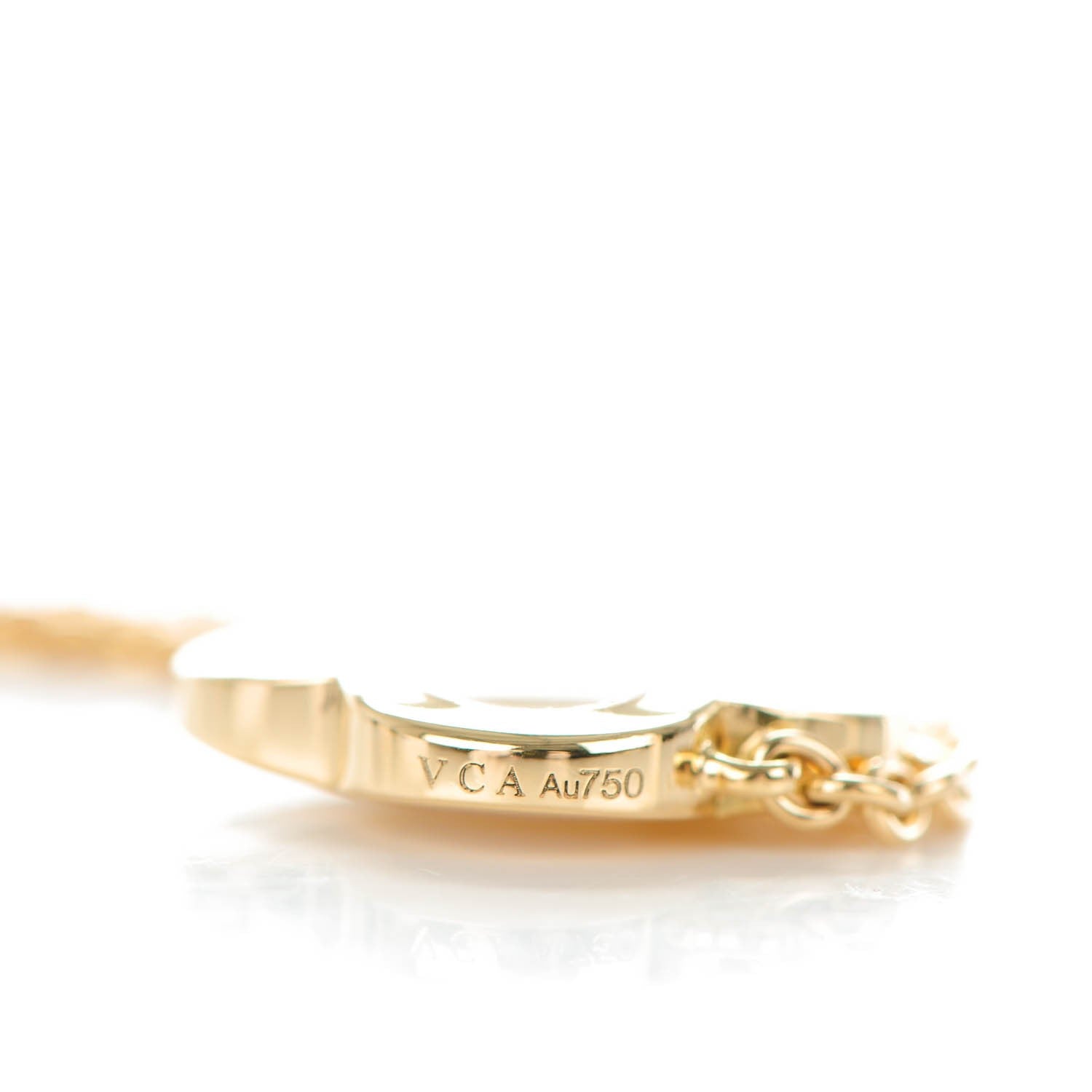 Van Cleef & Arpels 18K Yellow Gold Mother of Pearl Pure Alhambra Pendant Necklace 6 of 7