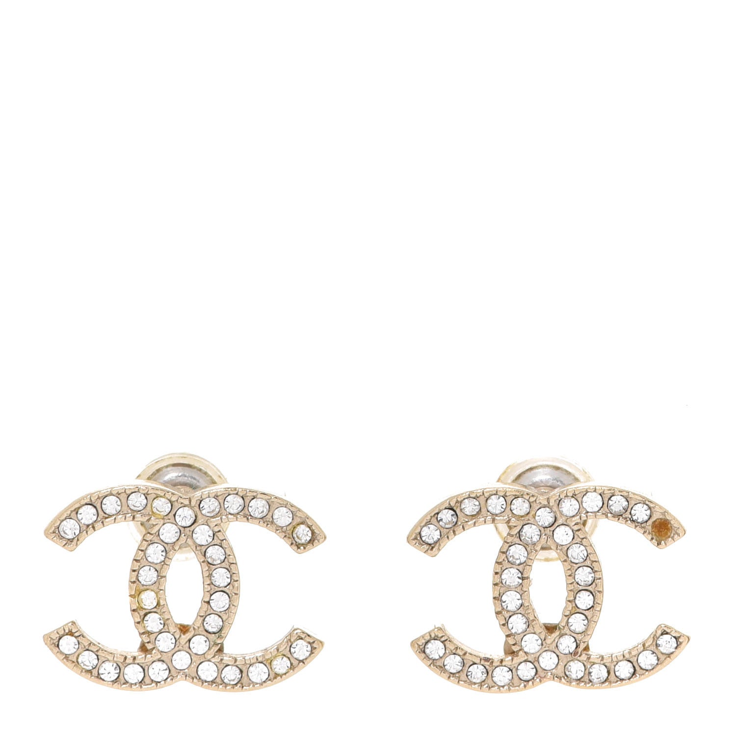 Chanel Crystal CC Earrings Gold 1 of 5