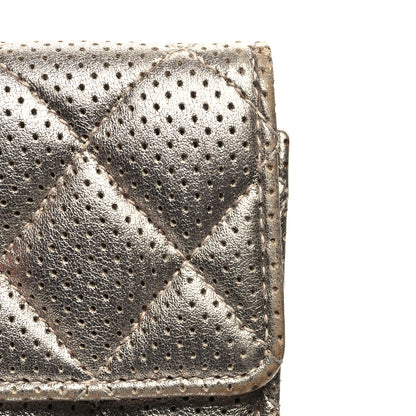 Chanel Metallic Perforated Lambskin Quilted Large Gusset Flap Wallet Light Pink 12 of 13