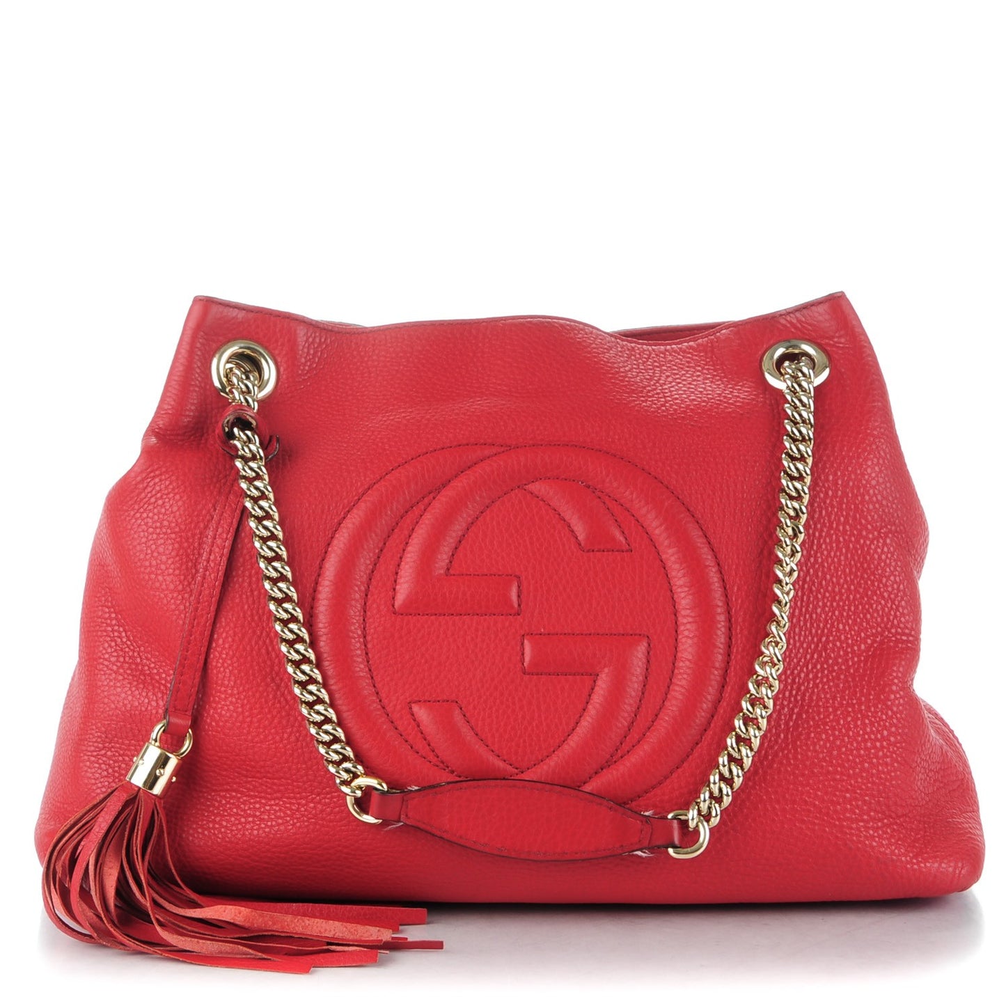 Pebbled Calfskin Medium Soho Chain Shoulder Bag Red
