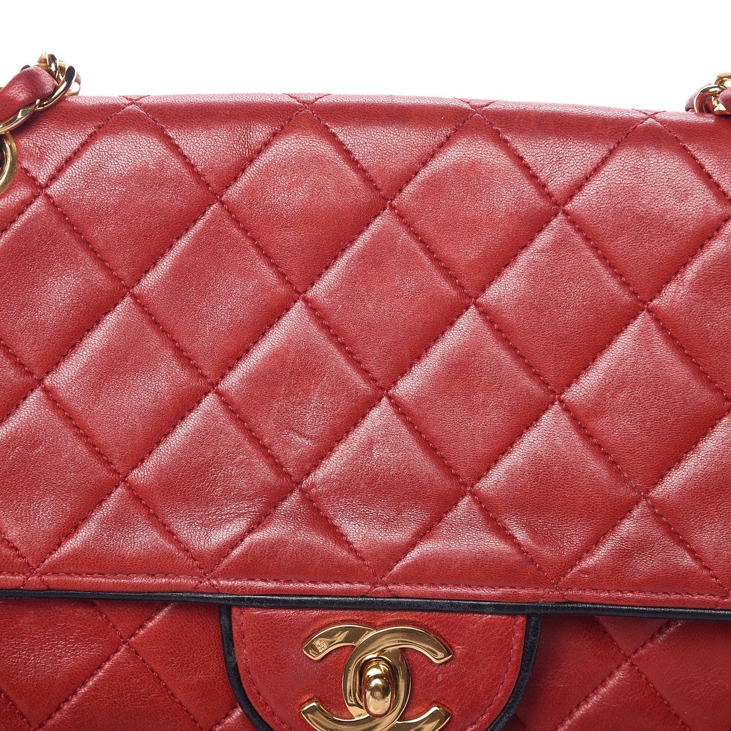 Chanel Lambskin Quilted Bi-Color Small Single Flap Red Black 15 of 22