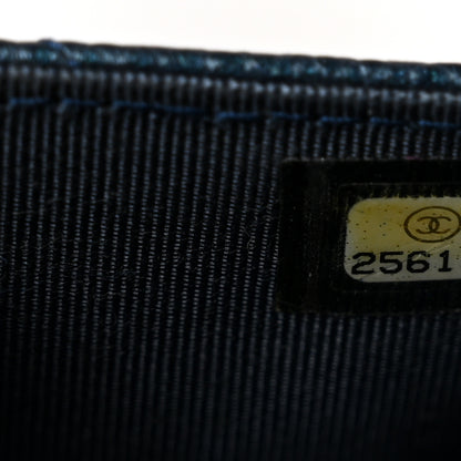 Chanel Metallic Caviar Quilted Flap Card Holder Dark Blue 7 of 9