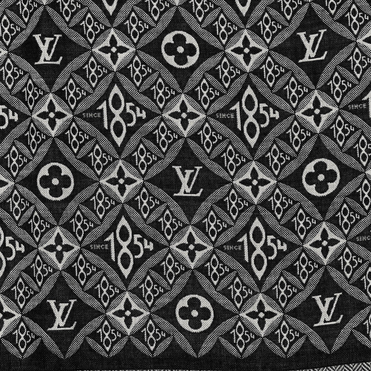 Louis Vuitton Silk Wool Jacquard Since 1854 Monogram Shawl Gray 3 of 6