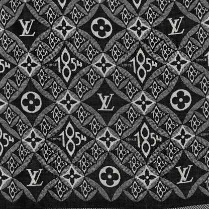Louis Vuitton Silk Wool Jacquard Since 1854 Monogram Shawl Gray 3 of 6