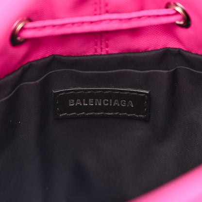 Balenciaga Recycled Sport Nylon Logo Embroidered Wheel Drawstring Bucket Bag Fluo Pink Black 6 of 10