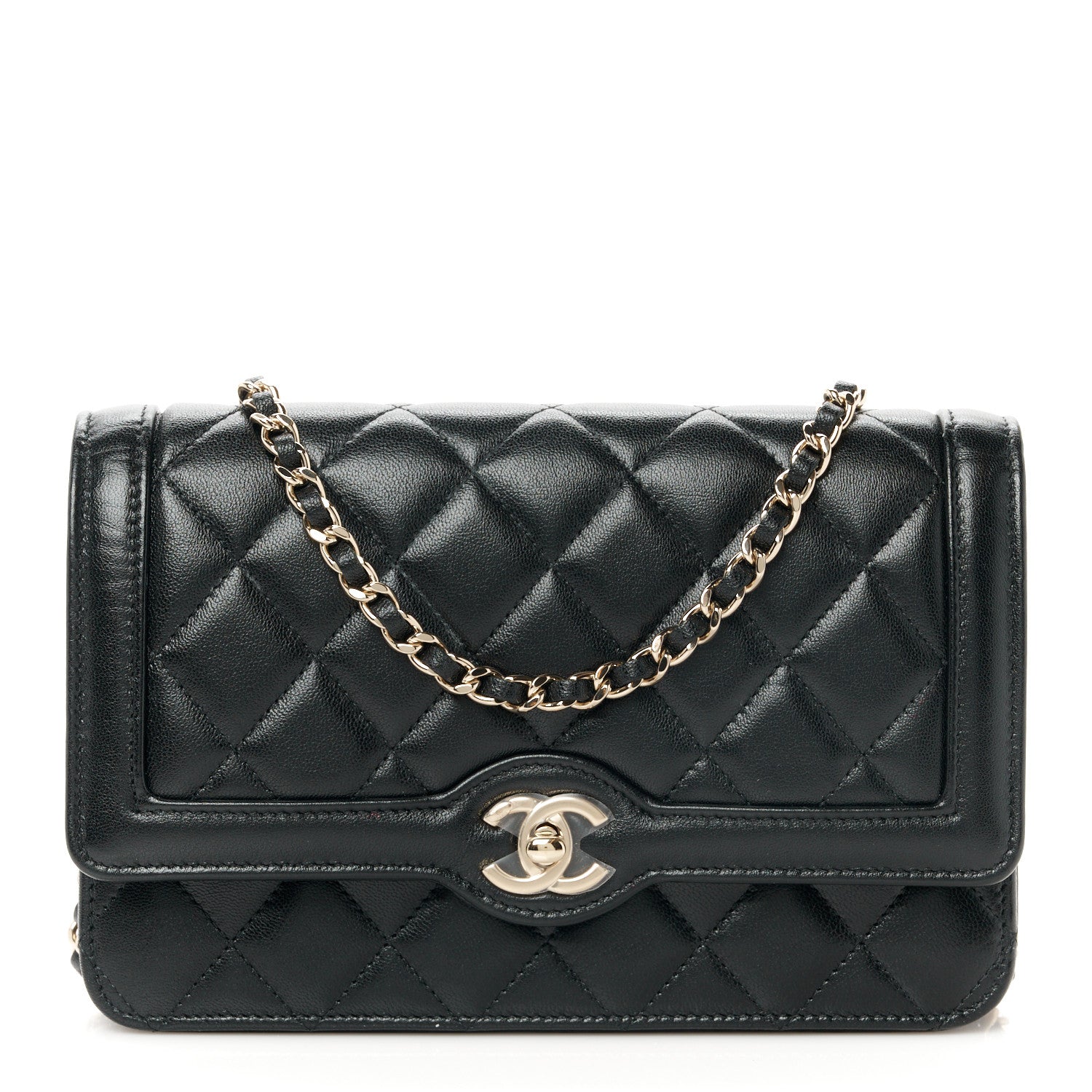 Chanel Lambskin Quilted CC Wallet On Chain WOC Black 1 of 13