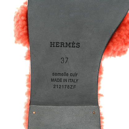 Hermes Woolskin Oran Sandals 37 Orange 6 of 9