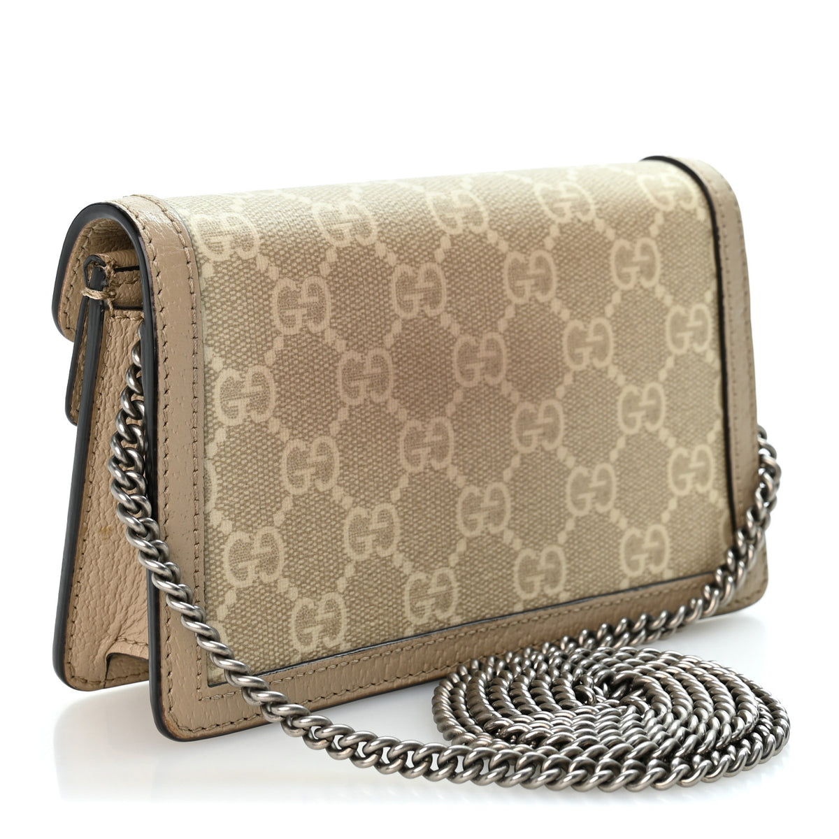 Gucci GG Supreme Monogram Textured Dollar Calfskin Super Mini Dionysus Shoulder Bag Beige Mystic White Oatmeal 3 of 9