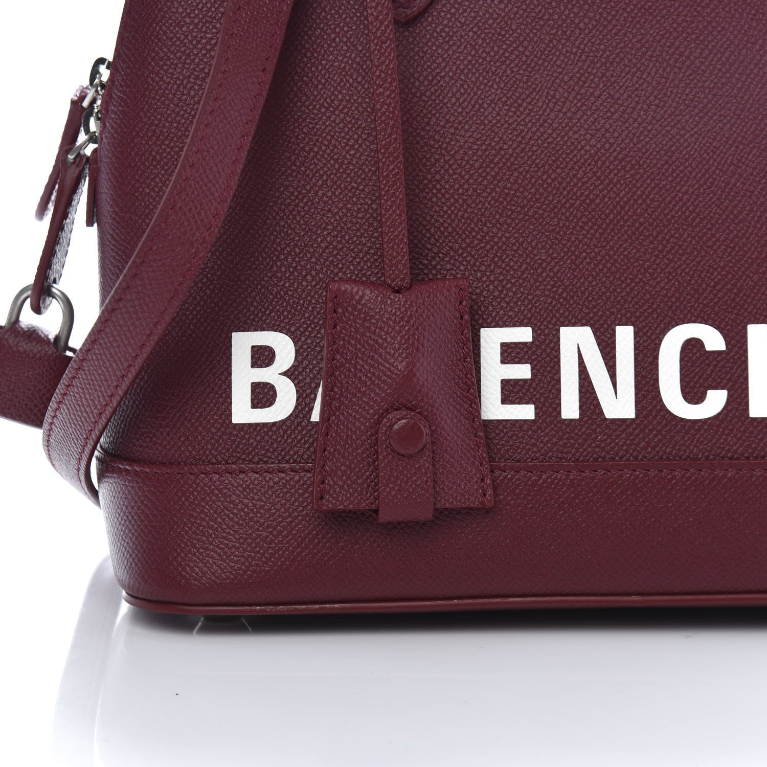Balenciaga Signature Grained Calfskin Logo S Ville Top Handle Bag Dark Red Light White 11 of 11