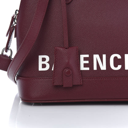 Balenciaga Signature Grained Calfskin Logo S Ville Top Handle Bag Dark Red Light White 11 of 11