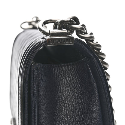 Chanel Goatskin Quilted Patent Medium Duo Boy Flap Dark Blue 13 of 13