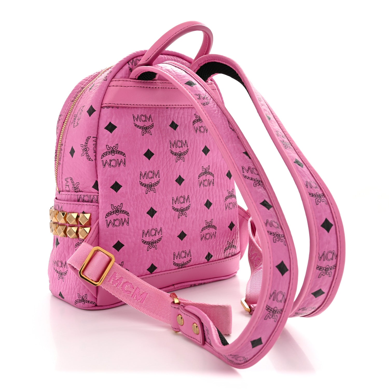 MCM Visetos Side Stud Mini Stark Backpack Pink 3 of 9