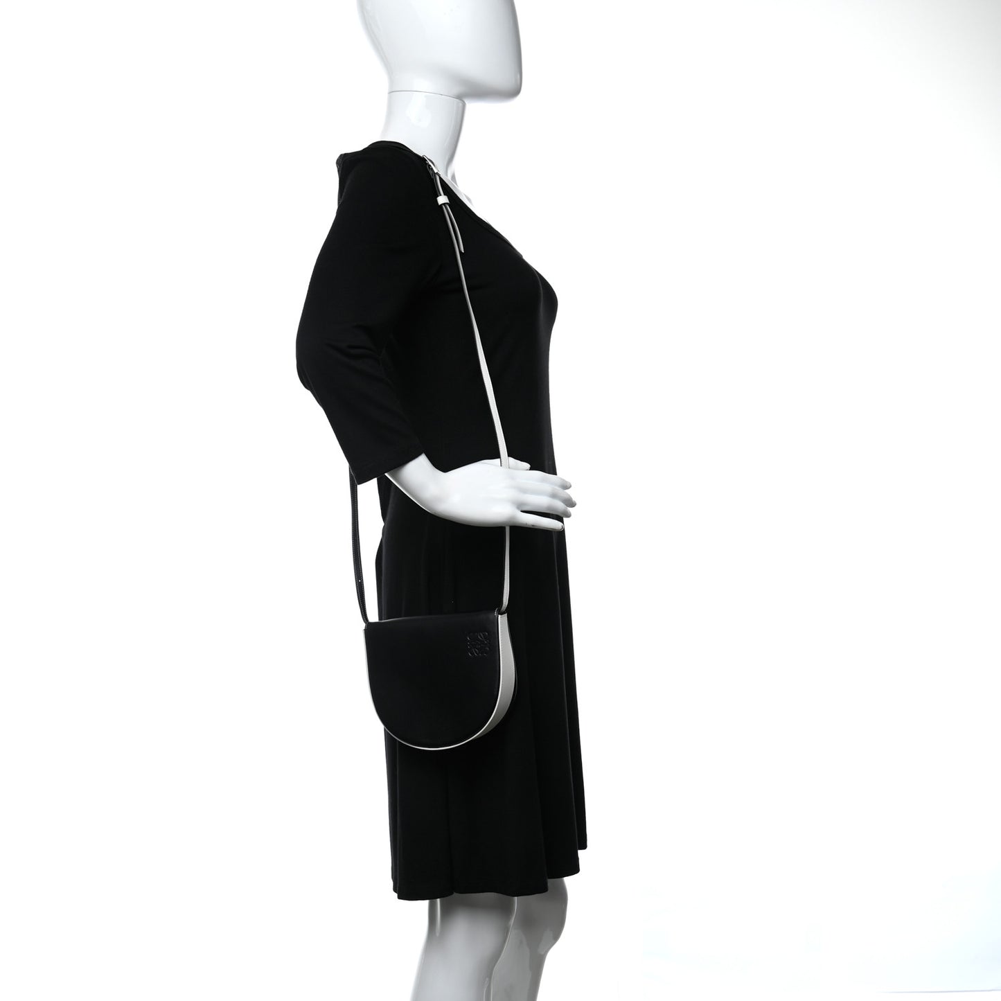 Soft Calfskin Heel Bag Black Soft White