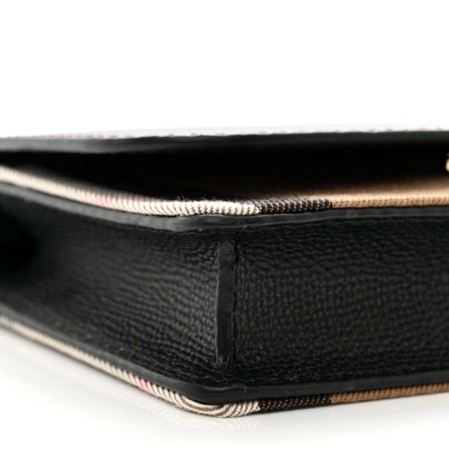 Burberry Derby Calfskin House Check Wallet On Chain Black 8 of 9