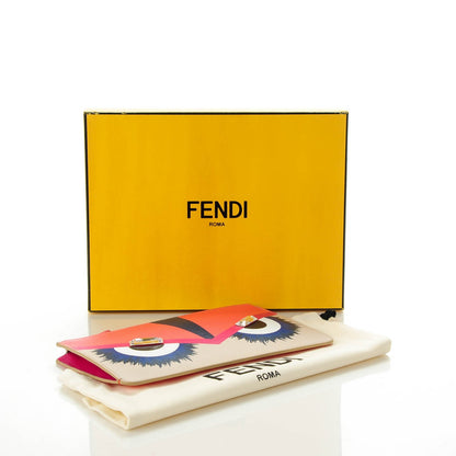 Fendi Vitello Elite Crystal Eye Monster Zip Pouch Bellini Multicolor 4 of 7