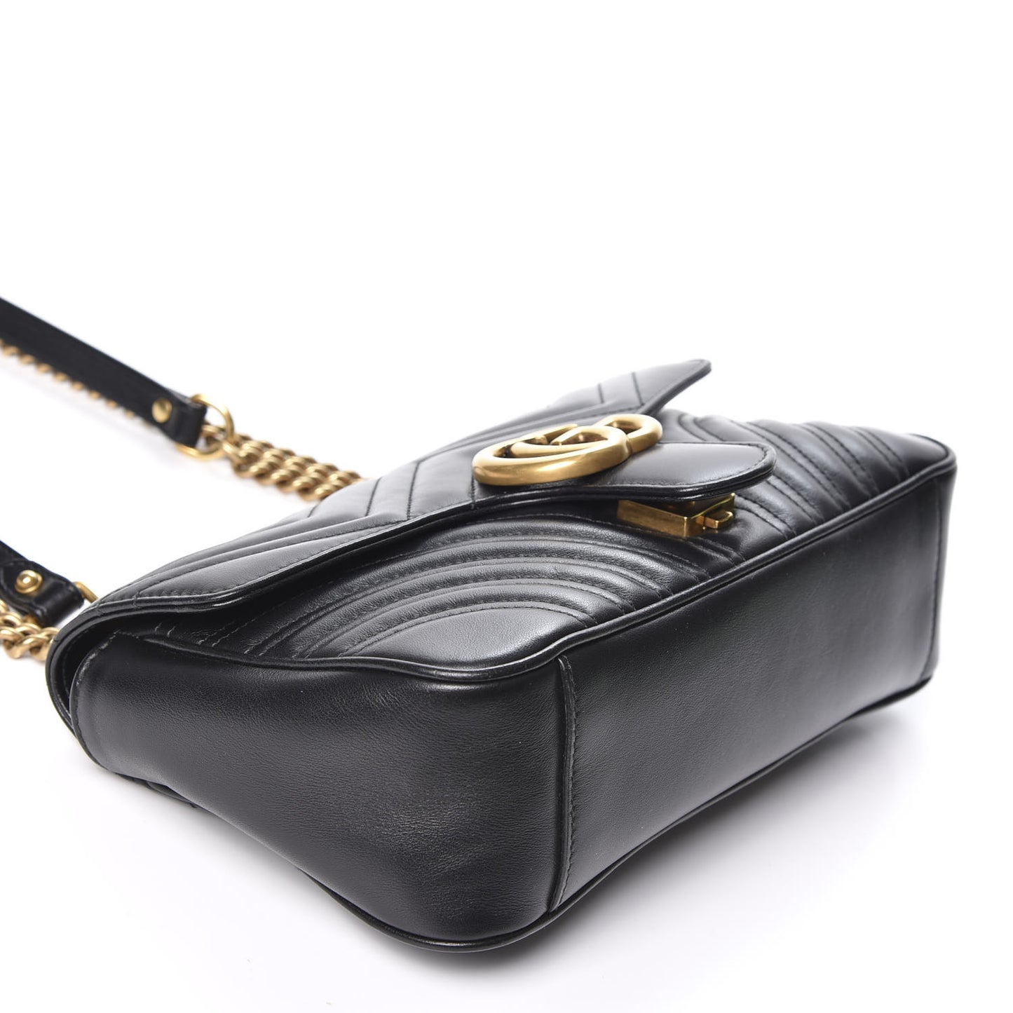 Calfskin Matelasse Small GG Marmont Shoulder Bag Black