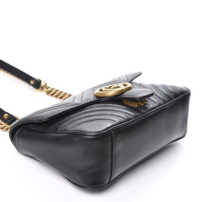 Gucci Calfskin Matelasse Small GG Marmont Shoulder Bag Black 3 of 10