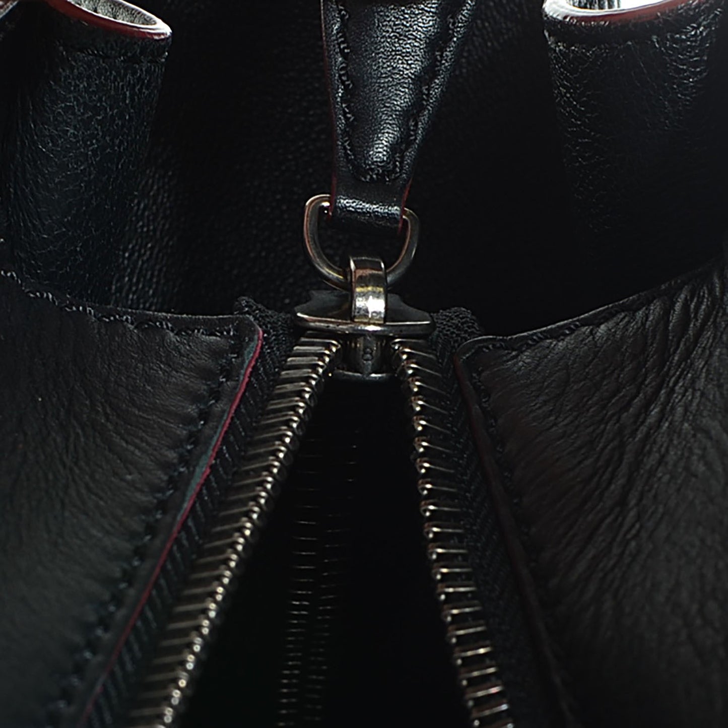 Smooth Calfskin Mini Luggage Black Pink Trim
