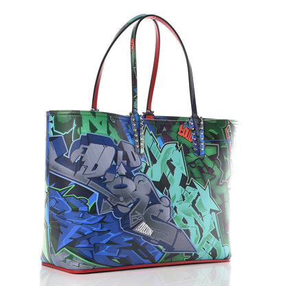 Christian Louboutin Calfskin Metro Graf Spikes East West Cabata Tote Green Multicolor 4 of 13