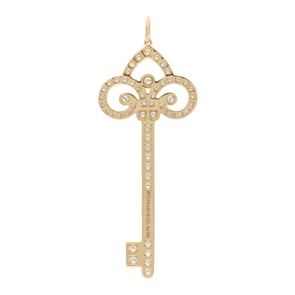 Tiffany 18K Yellow Gold Diamond .90ctw Fleur De Lis Key Pendant 3 of 4