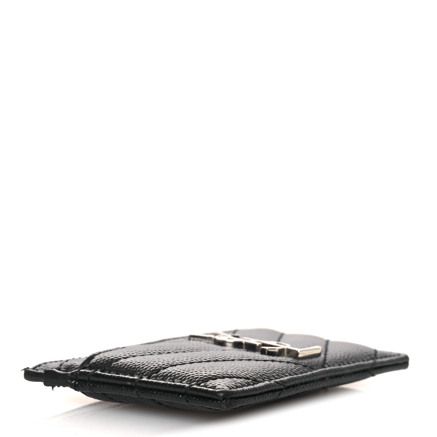 Grain De Poudre Matelasse Chevron Monogram Credit Card Case Black