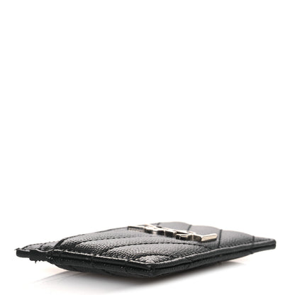 Saint Laurent Grain De Poudre Matelasse Chevron Monogram Credit Card Case Black 4 of 10