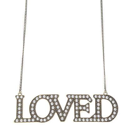 Gucci Metal Pearl Loved Necklace Aged Gold 1 of 5