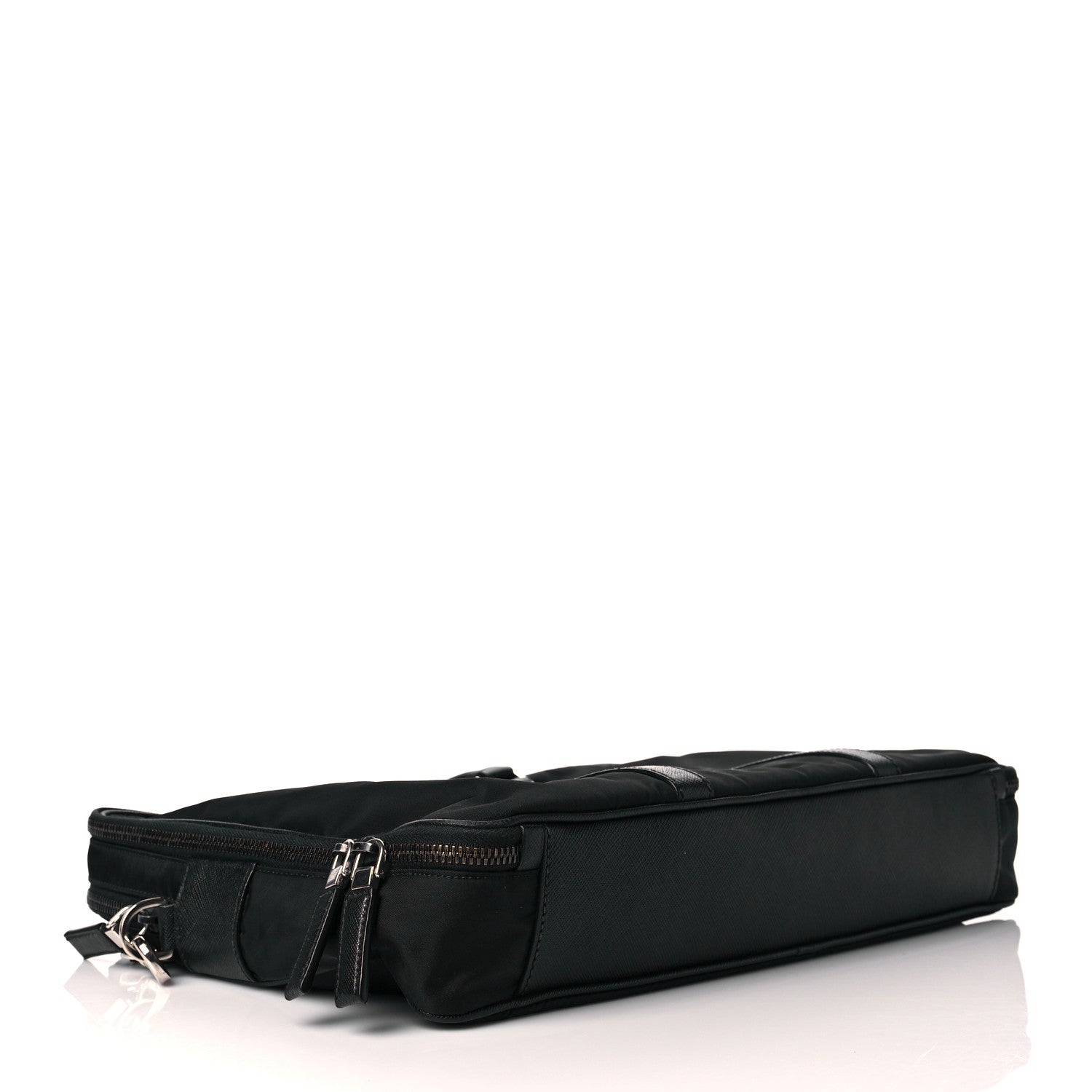 Prada Tessuto Nylon Saffiano Metal Triangle Logo Work Bag Black 3 of 15