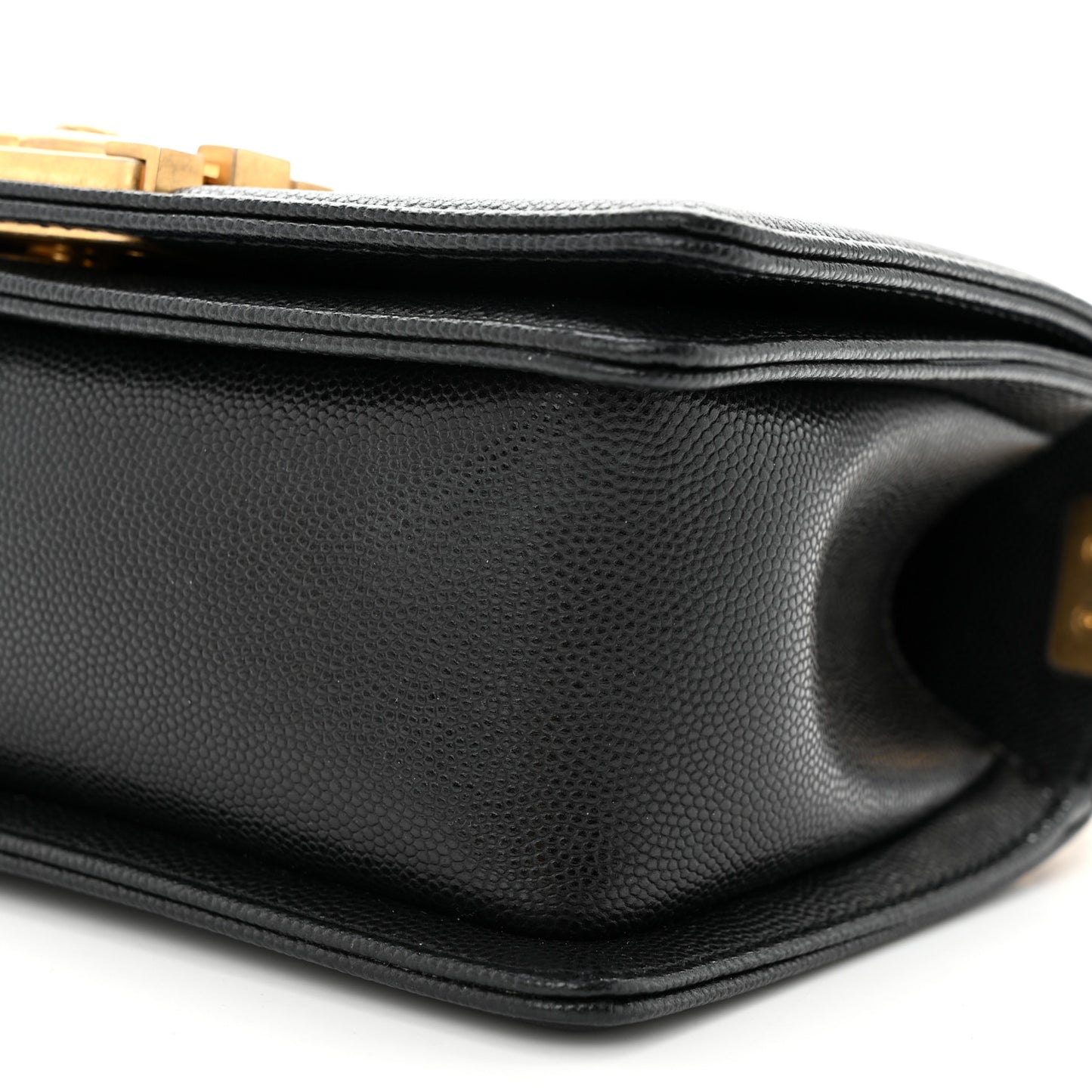 Caviar Chevron Quilted Small Boy Flap Black