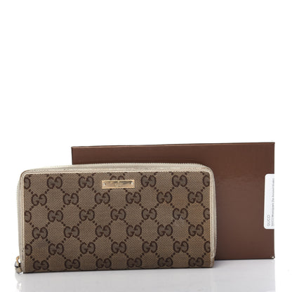 Gucci Monogram Metal Bar Zip Around Wallet Beige Ebony Off White 9 of 9