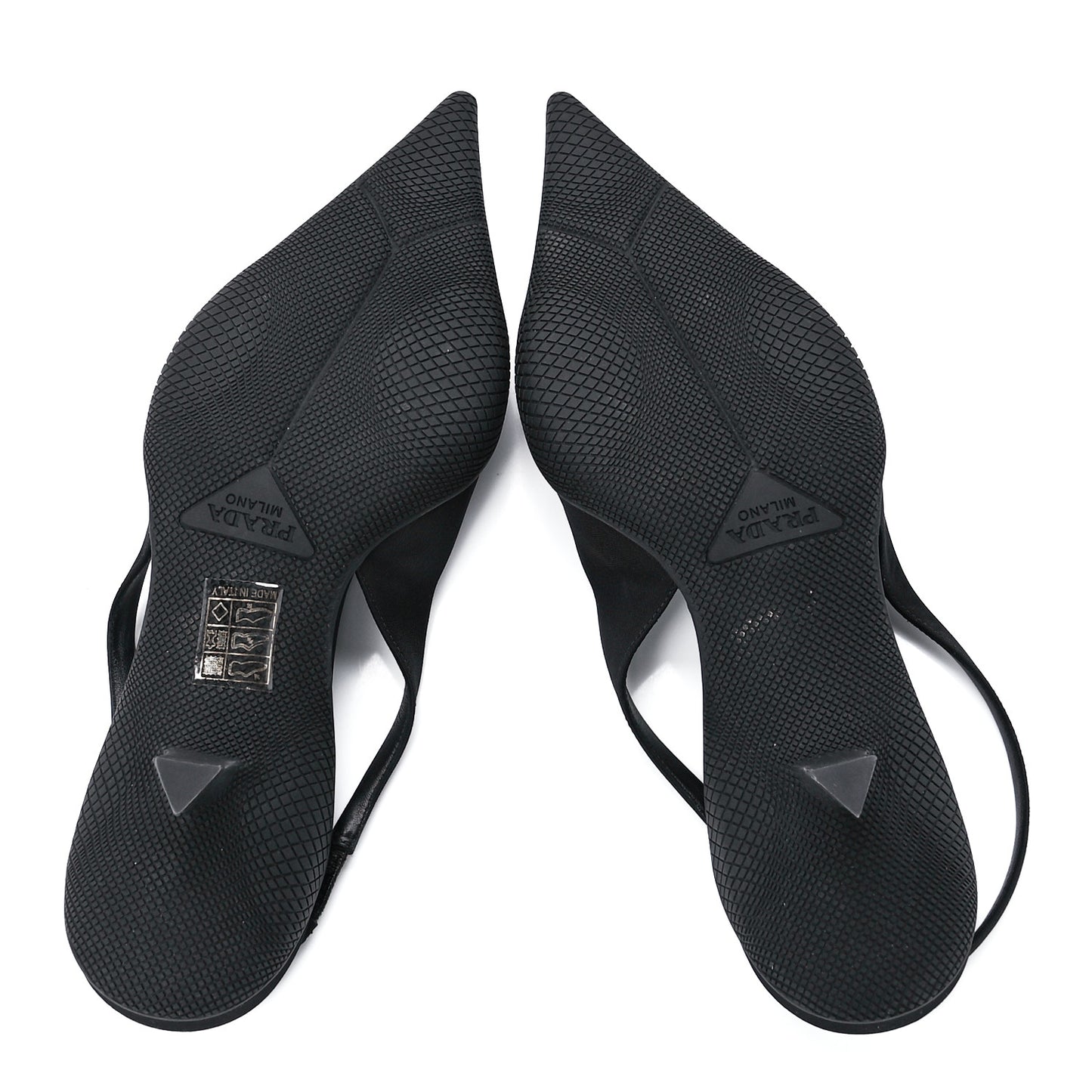 Nylon Logo Pointed Toe 45mm Slingback Pumps 36.5 Black