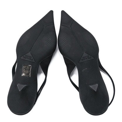 Prada Nylon Logo Pointed Toe 45mm Slingback Pumps 36.5 Black 5 of 7