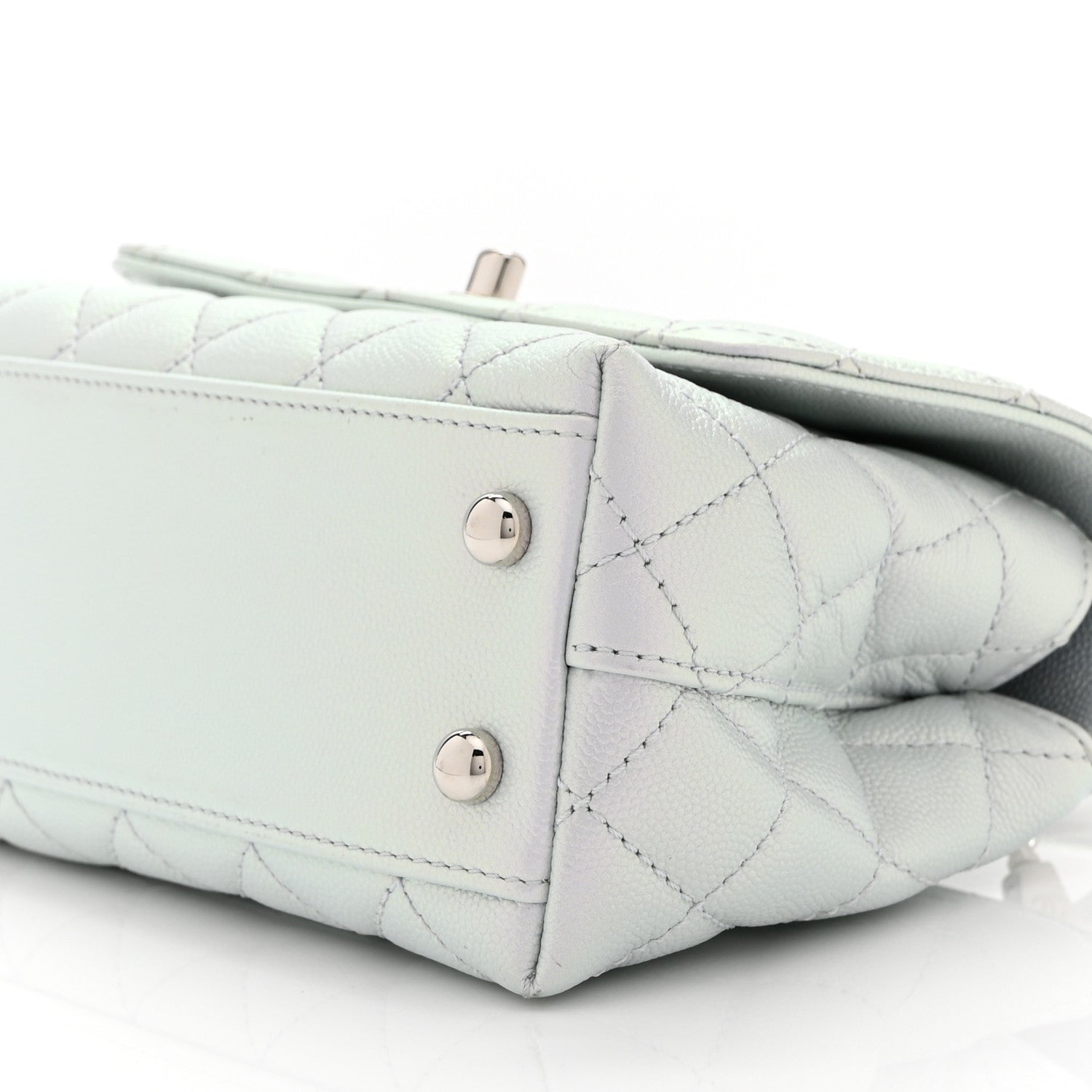 Chanel Iridescent Caviar Quilted Extra Mini Coco Handle Flap Light Blue 10 of 10