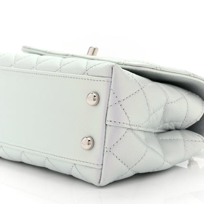 Chanel Iridescent Caviar Quilted Extra Mini Coco Handle Flap Light Blue 10 of 10
