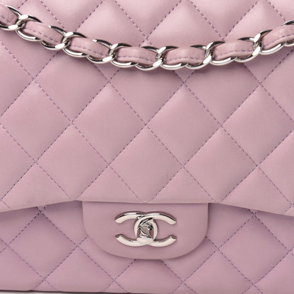 Chanel Lambskin Quilted Jumbo Double Flap Light Purple 10 of 17