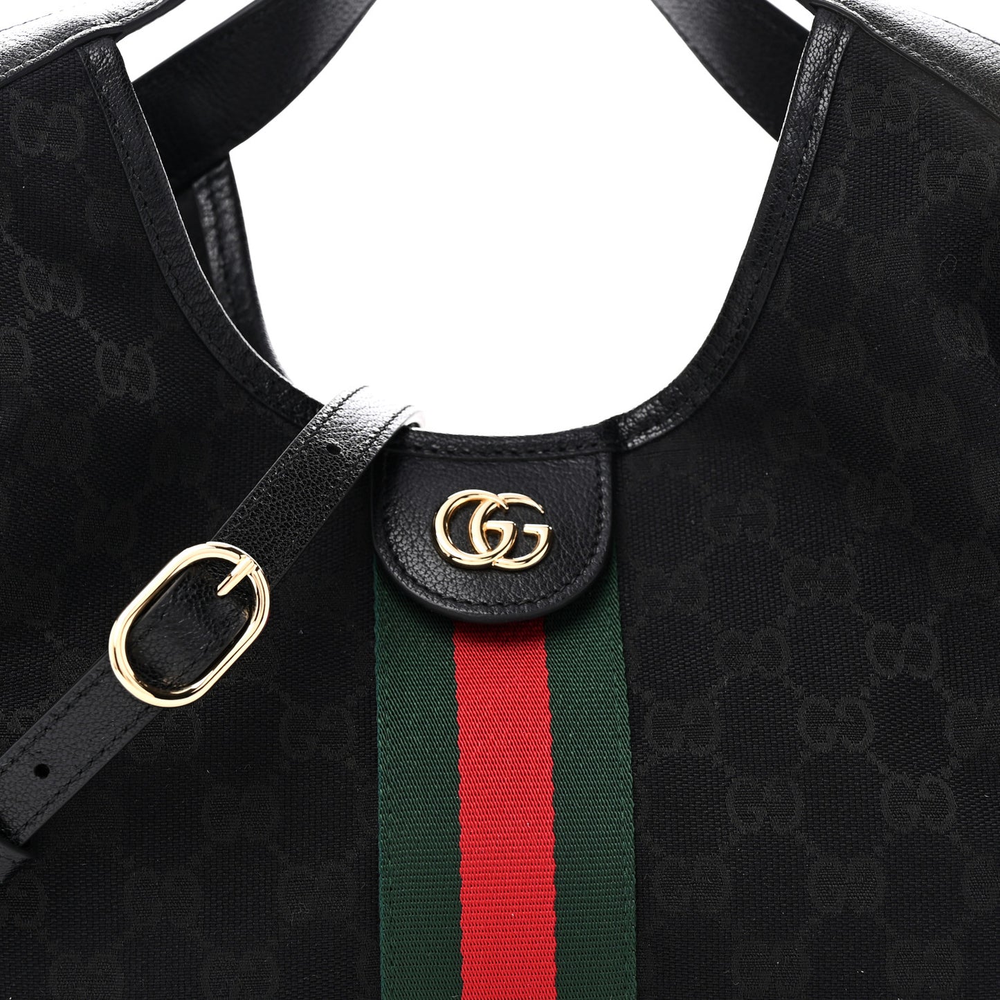 Denim GG Monogram Web Small Giglio Tote Black