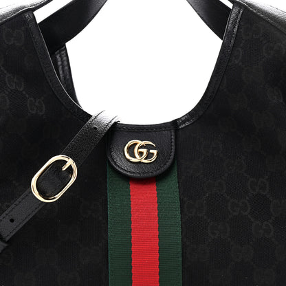 Gucci Denim GG Monogram Web Small Giglio Tote Black 8 of 10