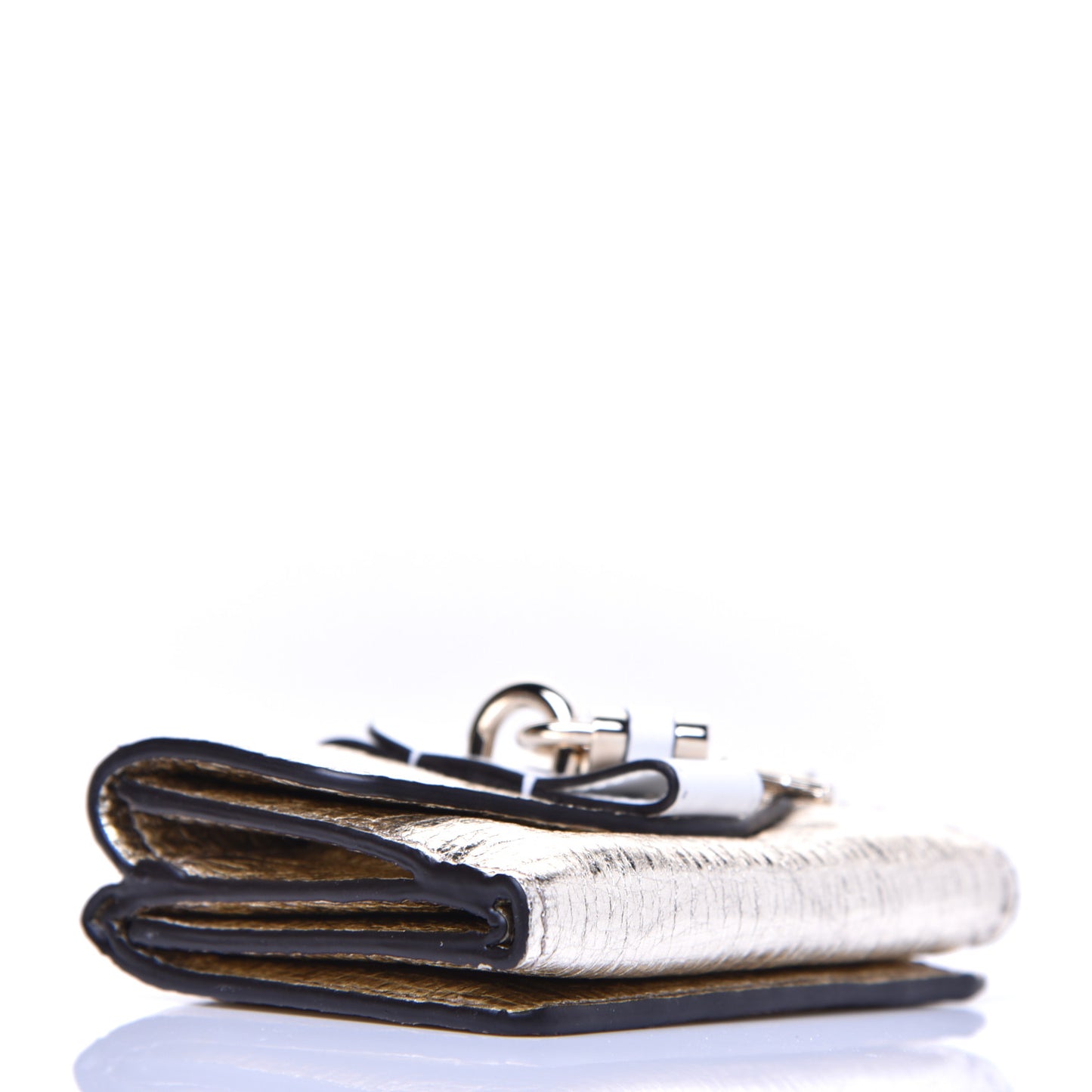 Metallic Crinkled Lambskin Shiny Calfskin Small Aby Tri-Fold Wallet Gold