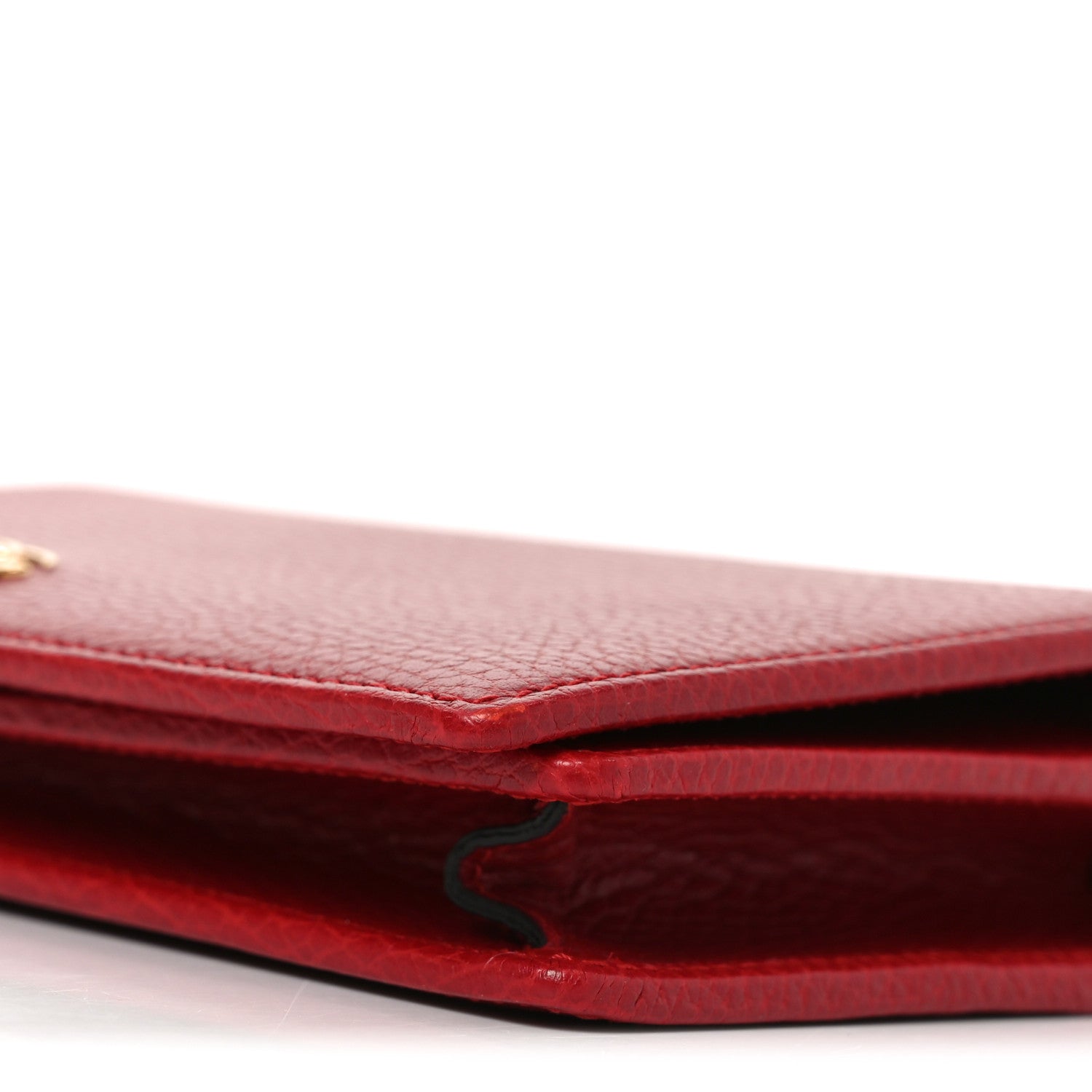Gucci Dollar Calfskin Mini GG Marmont Chain Wallet Hibiscus Red 9 of 10
